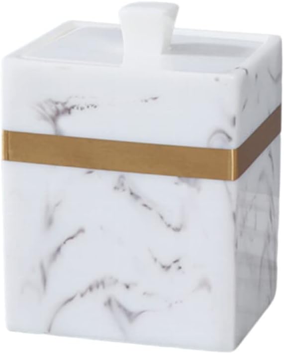 Cotton Swab Holder Cotton Ball Canisters with Lid Q Tip Container Cosmetics Makeup Storage Box Organizer Dispenser for Vanity, Dresser Counter, Bathroom Sink cotton pad holder-black