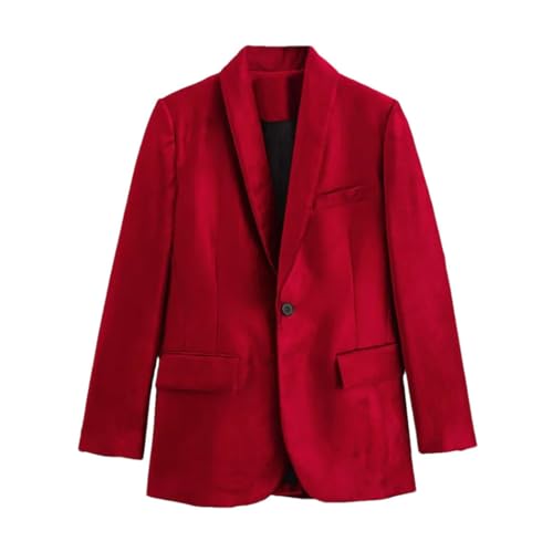 Blazer rouge femme à manches longues Haitpant avec col rabattable et poches