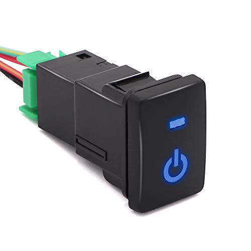 Blue LED 5Pin Power Lights Push Switch Connector Wire Kit Compatible for Toyota