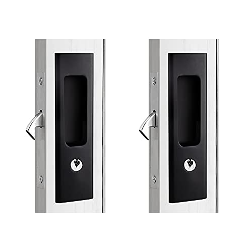 LWZH 6.3 Sliding Barn Door Mortise Latch Silver Lock Invisible Recessed Handle Latch with 3 Keys Interior Wood Pocket Door Lock Furniture Hardware(2 Pack)