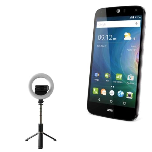 BoxWave Stand and Mount Compatible with Acer Liquid Z630S - RingLight SelfiePod, Selfie Stick Extendable Arm with Ring Light - Jet Black