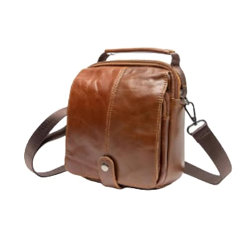 Men Messenger Bag, Leather, Vintage Shoulder Crossbody Purse, Waterproof, for Business Travel Work Outdoor, 7.48in