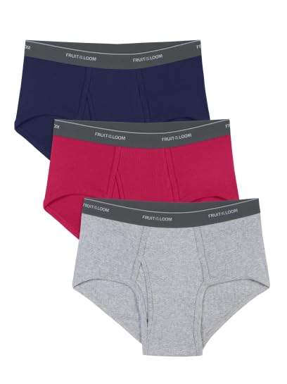 Fruit of the Loom Men's Cotton Mid-Rise Fashion Briefs 3-Pack (X-Large (40-42