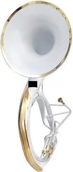Bb Sousaphone Tuba, 22-Inch, White Brass, with Mouthpiece and Carry Bag