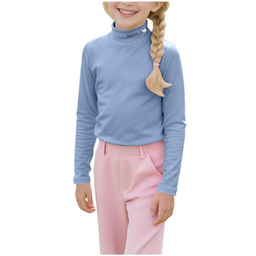 Girls Fleece Sweater Long Sleeve Mock Neck Pullover Tops Fall Winter Warm Sweatshirts 2-17 Years Blue