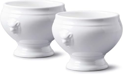WM Bartleet & Sons 1750 TSET120 Lot de 2 bols à soupe et ragoût traditionnels en porcelaine Motif tête de lion 350 ml - Blanc