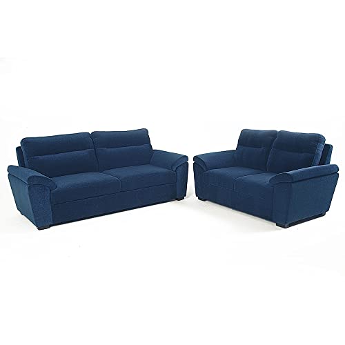 Image of Wakefit Sofa Set | 3 Year Warranty | Sofa 5 Seater, 5 Seater Sofa for Living Room, Wooden Sofa Set, Sofa Set 3+2 Seater - Lounger(Malphino : Cobalt Blue)