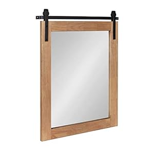Kate and Laurel Samuels Rustic Wood Framed Wall Mirror 22 x 28 Rustic Brown and Dark Charcoal Functional Farmhouse Mirror for Display