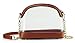 Clear Cross Body Bag with Vegan Leather Trim Stadium Approved Women Shoulder Handbag (Brown)