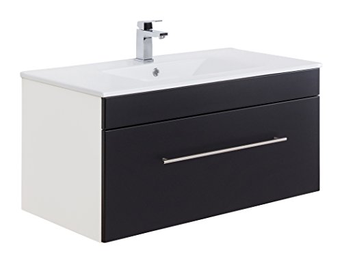 Posseik Badmöbelserie VIVA 100 Waschplatz, Schwarz + Weiß, Waschtisch 100 cm breit Keramik Waschbecken Posseik Badmöbelserie VIVA 100 Waschplatz, Schwarz + Weiß, Waschtisch 100 cm breit Keramik Waschbecken