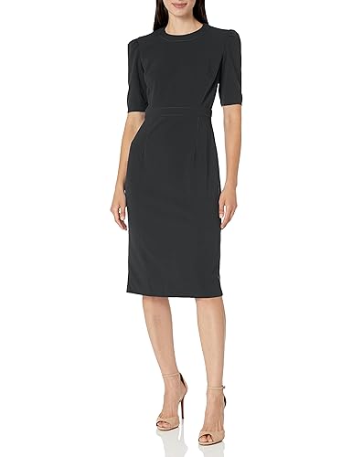 Donna Morgan Women's Sleek and Sophisticated Workwear Crepe Dress Office Career Desk to Dinner Occasion Guest of