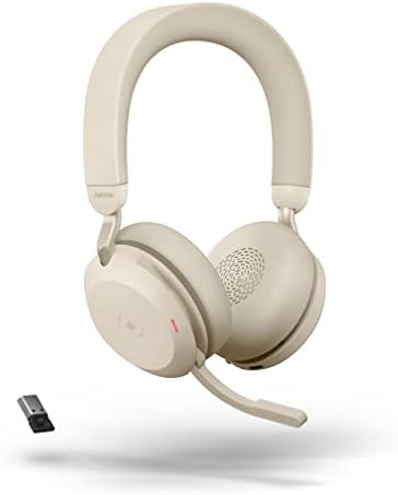 Jabra Evolve2 75 Wireless PC Headset with 8-Microphone Technology - Dual Foam Stereo Headphones with Advanced Active Noise Cancellation, USB-A Bluetooth Adapter and MS Teams-compatibility - Black