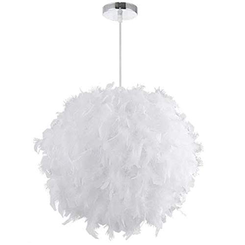 Lustre industriel antique E27 Global Plume Pendant Pendant, Plafonnier De Style Nordique Moderne Avec Abat-Jour En Plume Décoration for La Maison Salon Salle À Manger Salle À Manger (S, Blanc) Lustre
