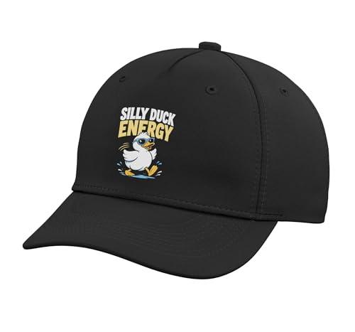 Silly Duck Energy Meme Funny Duck Got Too Silly Duck Adjustable Printed Baseball Hat, Black