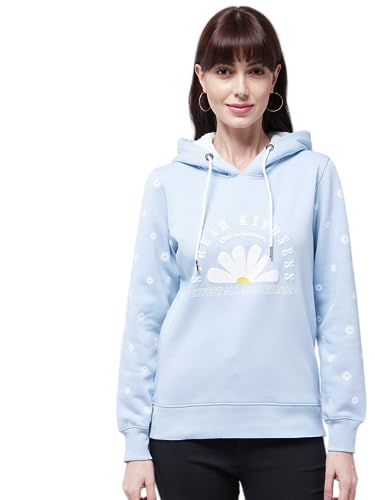 Image of Modeve Women Printed Hooded Sweatshirt for Winter