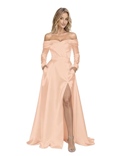 Women's Evening Dress Off Shoulder Bridesmaid Dresses Satin Mother of