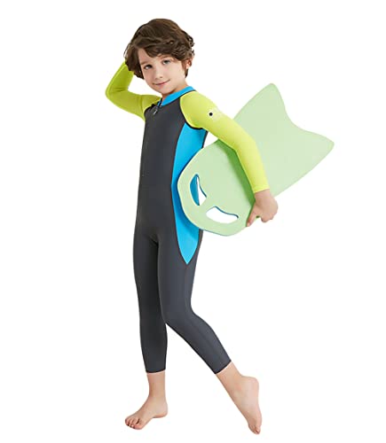 Aiwuhe Kid's Full Body Swimwear Boys&Girls One Piece Swimsuit Long-Sleeve Water Sports Rash Guard Upf 50+ Sunsuit Sets 2-8Y Gray #TOP3