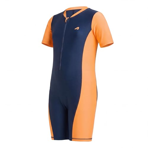 Image of Boldfit Swimming Costume for Kids Lightweight Swim Suit for Kids Girls Half Sleeve Swim Costume Girl One-Piece Swimming Suit for Girls