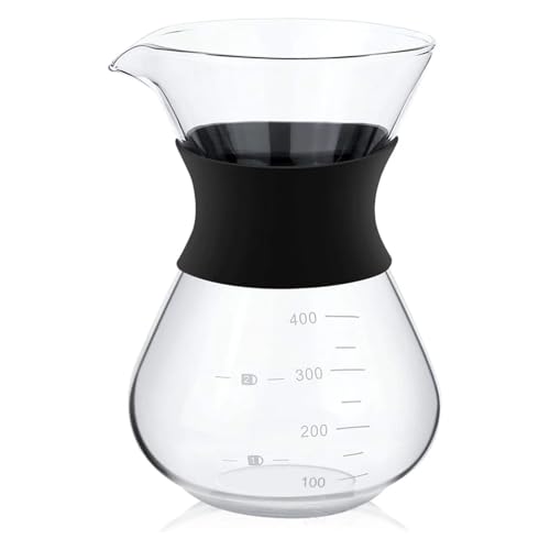 WSQHAO Cafetera de goteo manual vidrio borosilicato resistente al calor con filtro acero inoxidable para Café