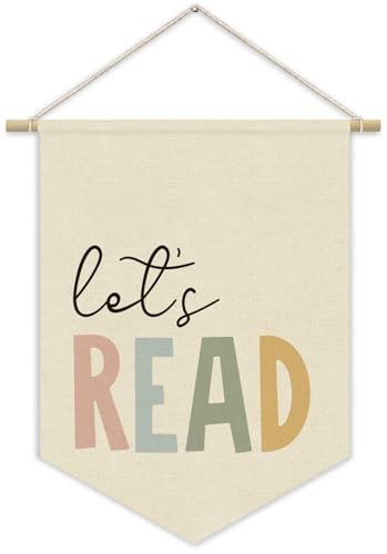 XYDEG Reading Corner Decor, Let's Read Sign Kids Room Wall Canvas Banner, Library Boho Classroom...