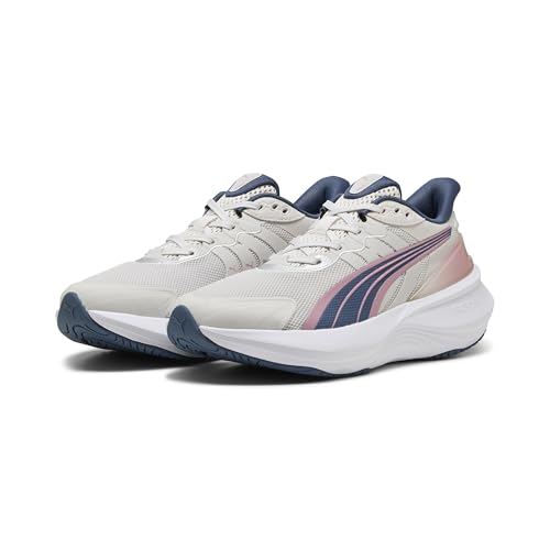 Image of Puma Unisex-Adult Feather Gray-Poised Pink-Dark Indigo Running Shoe