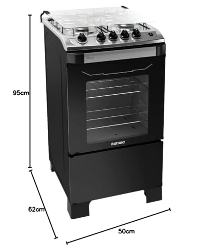 Fogão 4 Bocas a Gás Itatiaia New Dream Acendimento Automático e Forno Limpa Fácil Preto Bivolt