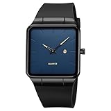 腕時計 メンズ ビジネス アナログ スクエア文字盤 ジェントルマンウォッチ シンプルデザイン 30M防水 日付表示 ファッションと実用性 高精度クオーツ 通勤 日常カジュアル シリコンバンド プレゼント