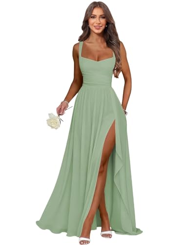 Dvdci Chiffon Bridesmaid Dresses for Women Sage...