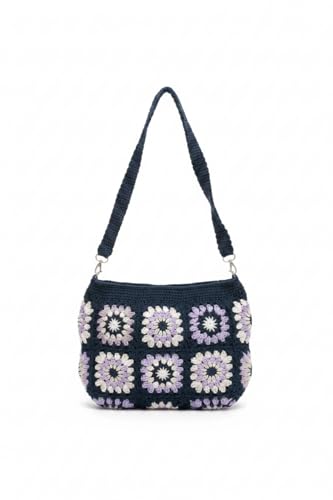 Image of Handmade Crochet Bag | Beautiful Stylish crochet blue Sling Bag, Cross Body Bag, Shoulder Bag For Girls & Women | Best Cotton Tote Bag For Daily, Office & Casual Use