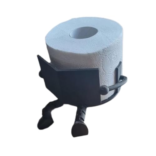 Reading Toilet Paper Holder Buddy Creative Shape Cartoon Toilet Paper Holder Hilarious Tissue Paper Roll Storage - Cute Bathroom Living Room Decor(Black)