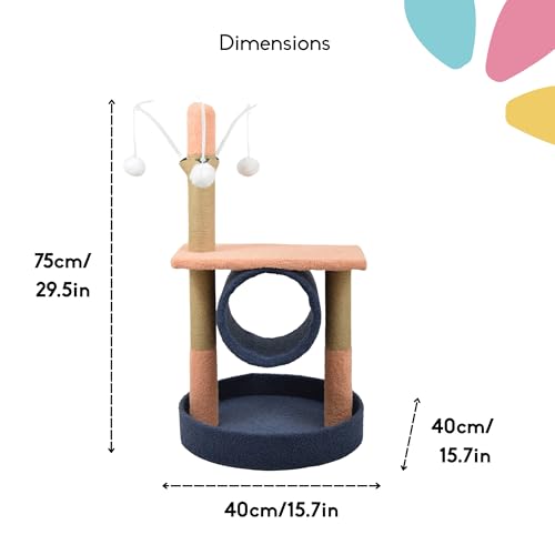 Image of Canyon Cat Tree for Indoor Cats | Cat Scratching Post with Tunnel, Toys & Top Perch | Cat Tower Furniture for Kittens & Cats | Multi-Level Cat Activity Tree | Soft Plush Base