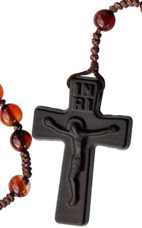 Miniatura 2 de Rosario de 5 décadas de ágata y azufaifo de 0.236 in, Madera, Ágata