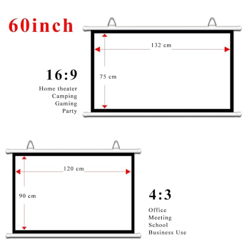Pantalla de proyección manual 60" 16:9 retráctil portátil miniatura 2