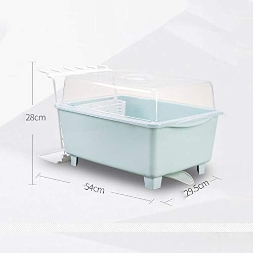 Kitchen Portable Drain Rack with Rotatable Nozzle, Plastic Cutlery Rack with Lid, Heat-resistant and Non-slip