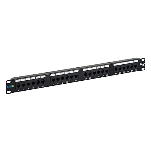 ICC CAT6 Patch Panel, UL Listed & PoE++ Rated Gigabit Applications, Rackmount 24 Port 1U 19-Inch Network Patch Panel with Rear 110 IDC Terminal Blocks for Gigabit Network Switch, Black by ICC - Used condition - US$69.39