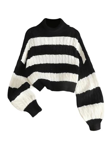 Image of BEAUDRM Girl's Cute Bow Sweater Crew Neck Long Sleeve Drop Shoulder Loose Pullover Tops