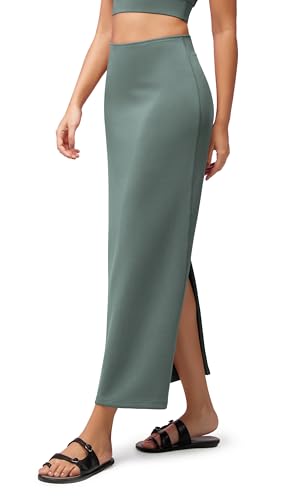 Image of ODODOS Modal Soft Maxi Skirt for Women, Back Slit High Waist Casual Long Pencil Skirts
