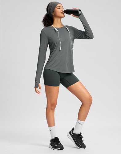 Image of Soothfeel Lightweight Long Sleeve Workout Tops for Women Gym Running Shirts