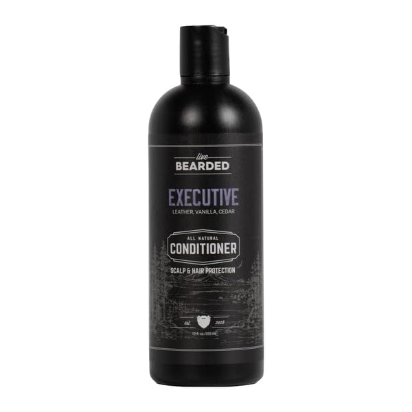Live Bearded All-Natural Conditioner for Men - Promotes Hair Growth - Thinning and Hairloss - Deep Conditioning, Moisturizing | Executive Scent -