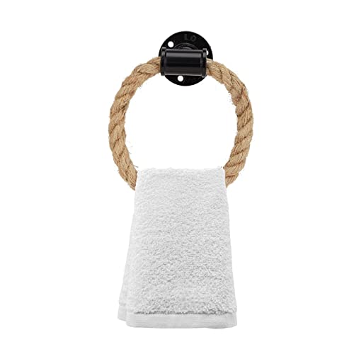 Anillo Toallero Cuerda Cáñamo Vintage Soporte Toalla Cuerda Cáñamo Montaje En Pared para Baño Portarrollos Papel Higiénico Universal Cuerda Cáñamo Anillo Almacenamiento Para Casa Hotel Baño(14x7cm) Cover