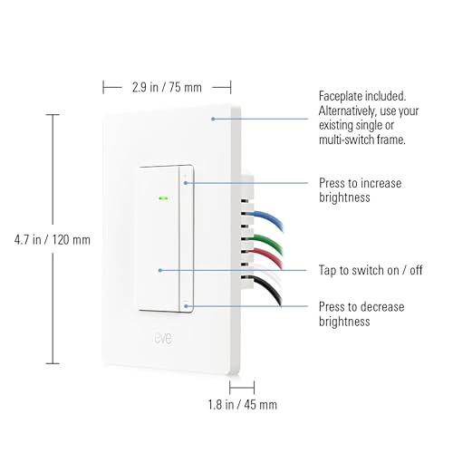 Image of Eve Dimmer Switch (Matter) - Smart Dimmer Switch, for Alexa /Apple /Google /SmartThings /Home Assistant; for Single-Pole switches; Requires Thread Border Router and Neutral Wire; UL-Certified