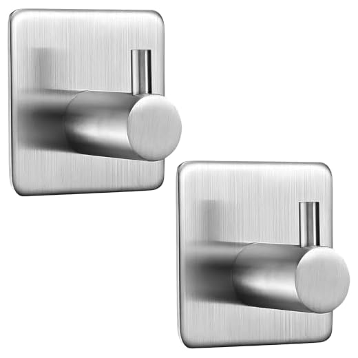 Kit 2 Ganchos Adesivos Aço Inox Premium Resistentes Até 5kg Multiuso, Ideal Para Organização em Superfícies Planas - Perfeito Para Cozinha, Quarto, Banheiro - Instalação Rápida Sem Furos