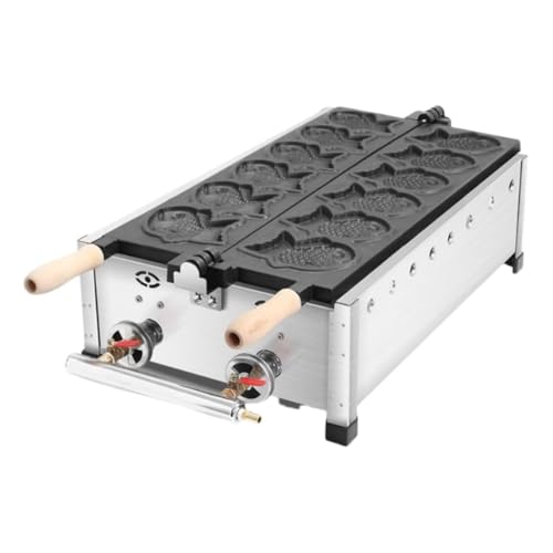 JOGIO たい焼き器 鯛焼きメーカー 電動鯛焼き機 ガスモデル/電気たい焼き機 電気加熱たい焼き焙煎機 電気加熱鯛型ベーキングマシン 3/6枚焼き重ね合わせ式 時間・温度制御機能付き 取り外し可能な受け皿 (6枚,ガス熱鯛模型)