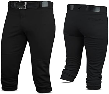 WEARCOG Boy's Baseball Knicker Pant | Black Youth Knicker Semi-Relaxed Fit Baseball Pants | Large Size