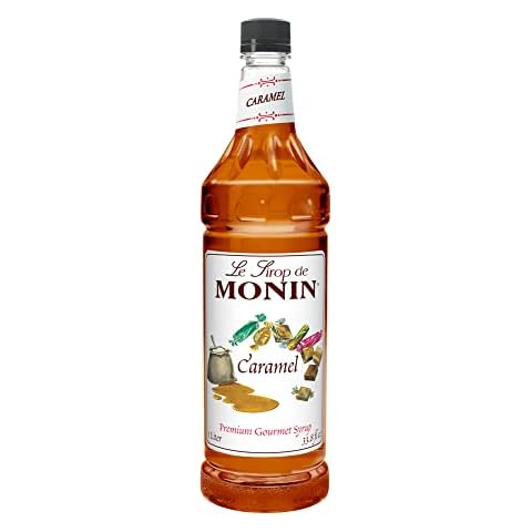 Monin - Caramel Syrup, Rich and Buttery, Great for Desserts, Coffee, and Cocktails, Gluten-Free, Non-GMO (1 Liter) Cover