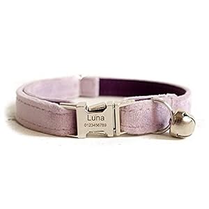 Cat Collar Personalized with Name Phone Number Engraved,Customized with Bell for Small Dogs Puppy Kitten