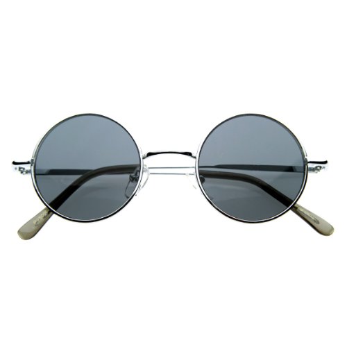 zeroUV Small Retro-Vintage Style Lennon Inspired Round Metal Circle Sunglasses