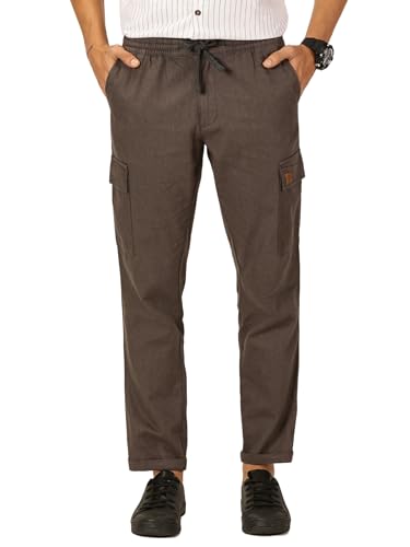 Image of Thomas Scott Men's | Solid | Light Weight | Breathable Fabric | 6 Pocket | Ankle Length | Mid Rise | Regular Fit | Linen | Elasticated with Drawstring | Chino Trouser | Pants