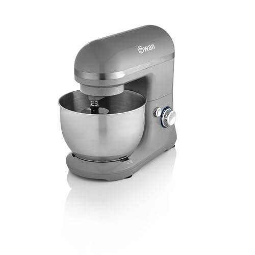Swan SP10110GYN Retro Stand Mixer, 4L Capacity, 6 Speed Control, 800W, Grey