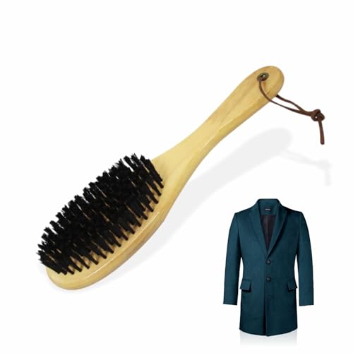 Clothes Brush Clothes Brush Fluff Remover Wooden Boar Bristle Suits Cashmere Wool Velvet with Handle Carpet Pet Hair Removal Sofa Fabric Cleaning Bed Furniture Dust Lint Rugs (1 Count)